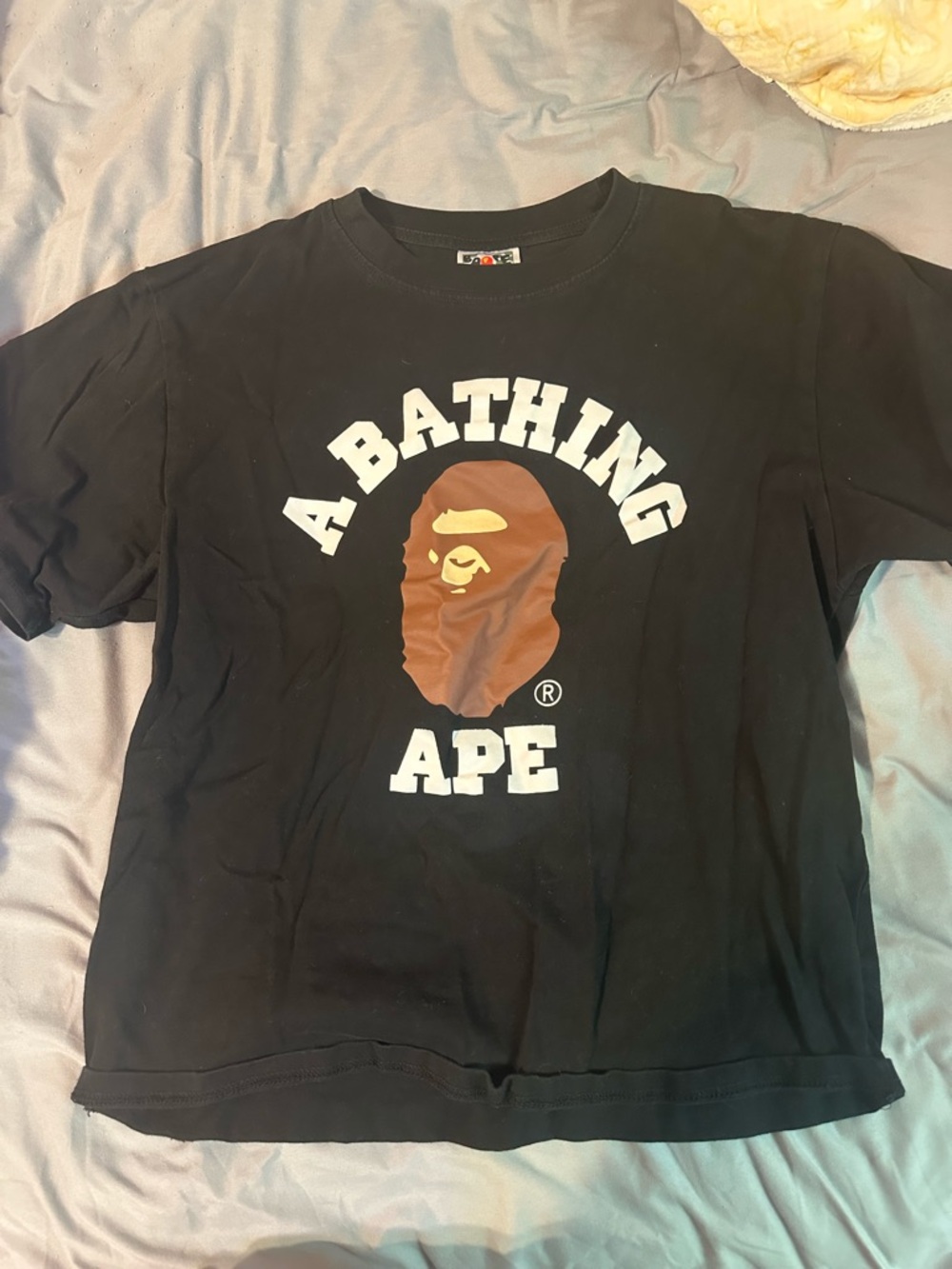 Bape Black Tee with Brown Ape Head and White Logo